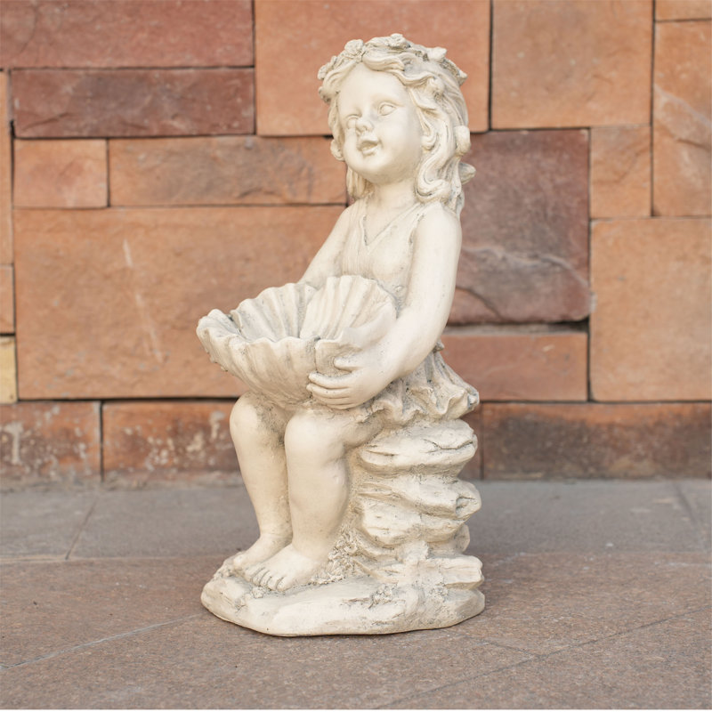 Statue de jardin fille en oxyde de magnésium assis