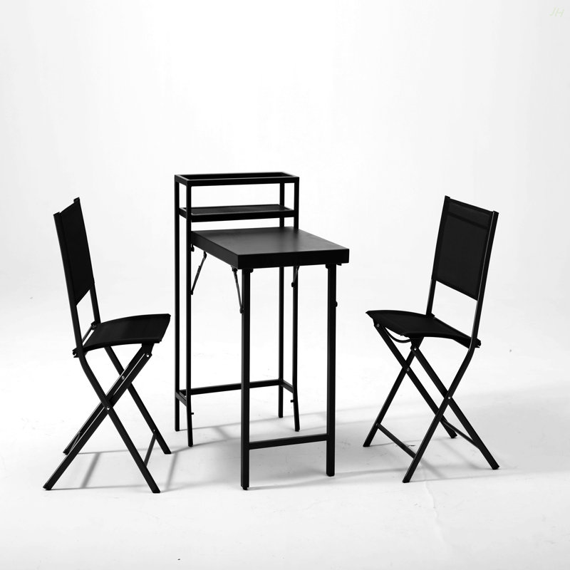 Ensemble de bistro 3 pièces, ensemble de table de patio pliable et chaises, ensemble de mobilier d'extérieur