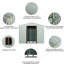 Remise de rangement en métal de 6 pi x 5 pi avec base, construction robuste en acier galvanisé blanc, évents de ventilation aérés, serrure de porte coulissante, remise facile à assembler, construction durable, trous perforés,