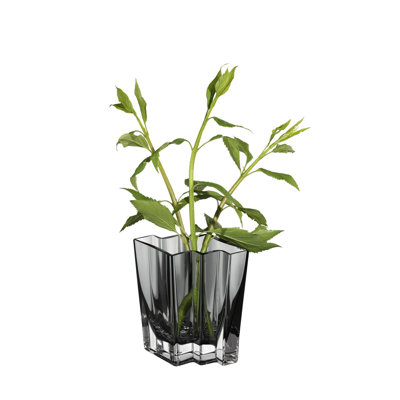 Glass - Vase - Smoky Black - Gray - Chevron Design - 6.25" Height - Heavy Durable  - Made in Europe - by Barski