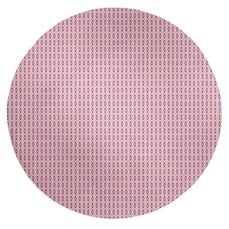 Tapis zone rose en losanges doublés, Rond 5 pi