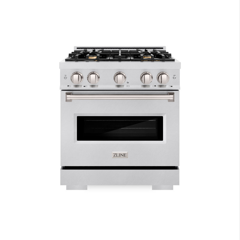 ZLINE 30 in. 4.2 cu. ft. Classic Gas Range with 4 Burner Cooktop and Convection Gas Oven in Satin Stainless Steel with Door