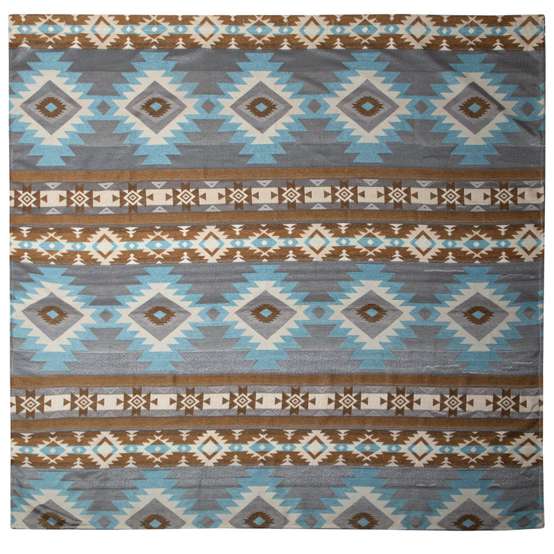Southwest Turquoise and Brown Fabric Blackout Shower Curtain