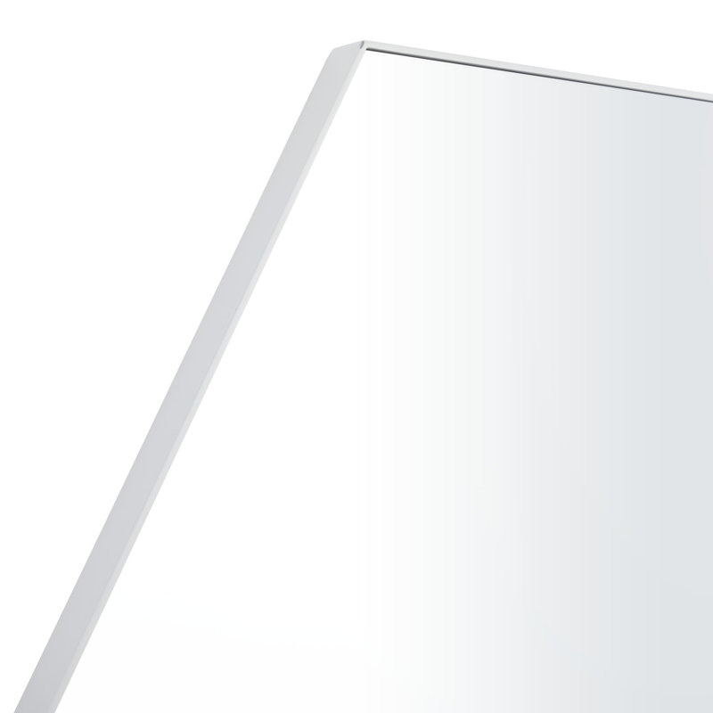 Miroir mural hexagonal en bois avec cadre minimaliste, 35 po x 40 po, Blanc