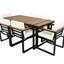 Ensemble de salle à manger d'extérieur 7 pièces - Bois beige et acier, coussins amovibles, - Pour 7 pièces, structure en acier, coussins imperméables pour jardin.
