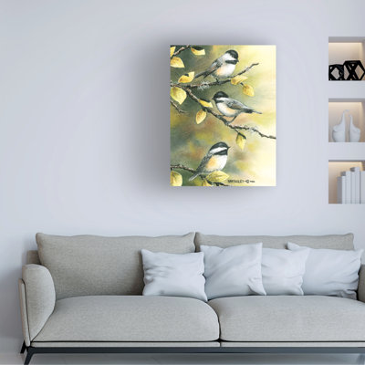 Dave Bartholet Three Chickadees Canvas Art
