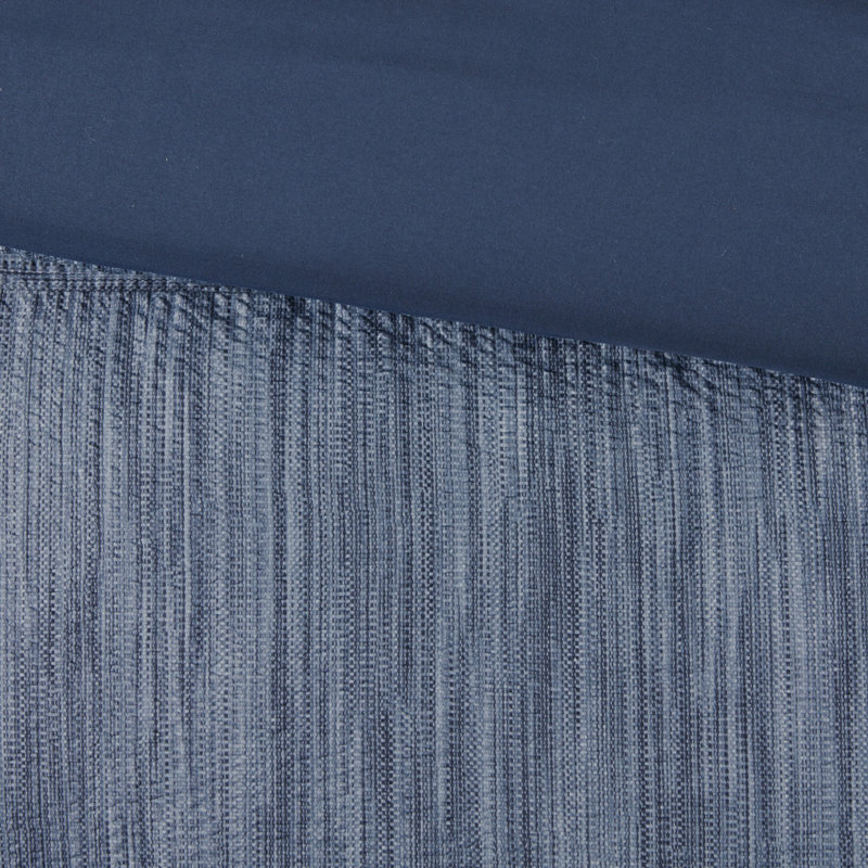 Édredon en seersucker bleu marine pour grand lit 7 pièces, Édredon de grande taille et 6 pièces supplément