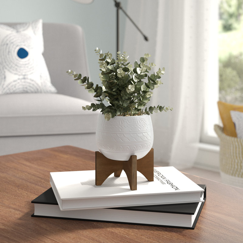 Eucalyptus artificiel 3,5 po en pot, Blanc