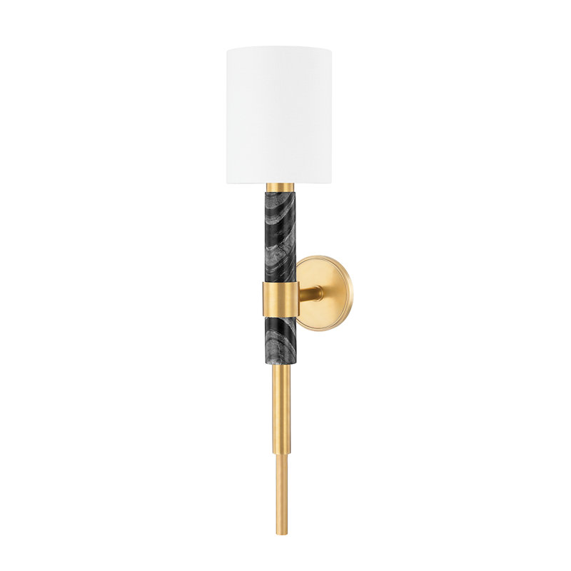 Solstice 1 Light Wall Sconce, Vintage Brass & Black Marble