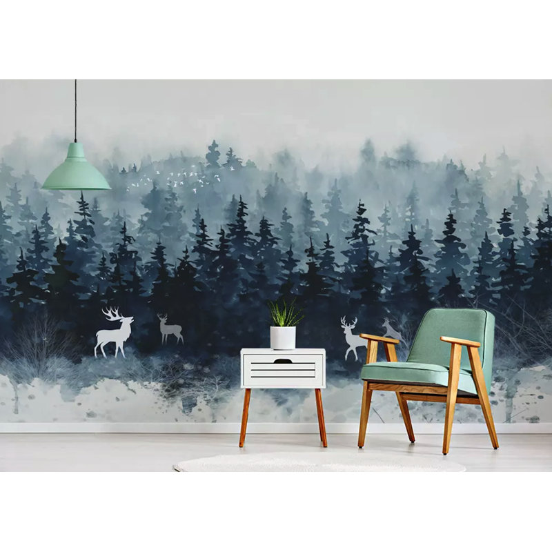 Papier peint amovible forêt forêt, L 48,96 po x l 75 po