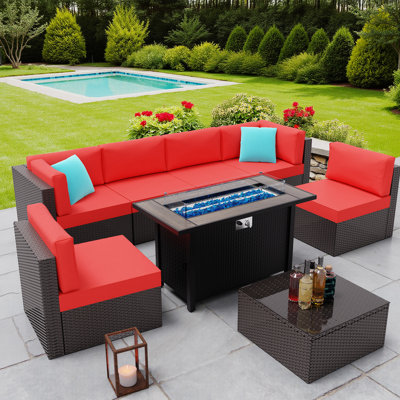 Ensemble de conversation modulaire 8 pièces avec coussins 8 pièces