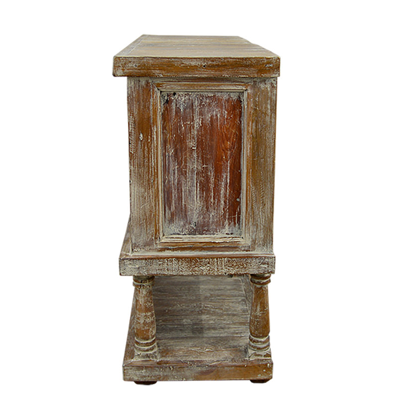 Grande console en bois sculpté Whitewash