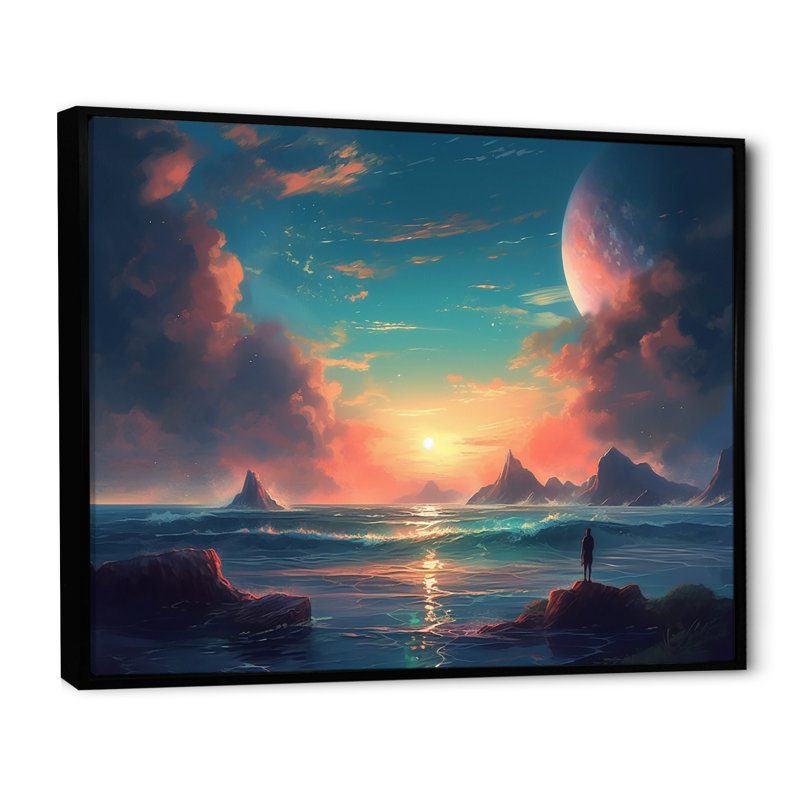 «Coastal Horizon I» sur toile, H 24 po x l 32 po x P 1 po, Cadre flottant noir