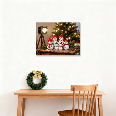 «Snowman Family», art mural sur toile