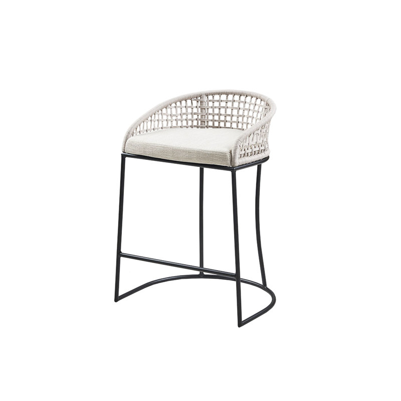 Tabouret de comptoir tissé: siège rembourré moderne avec dossier en corde