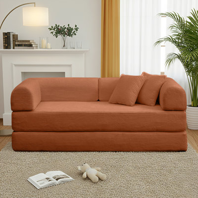 Canapé-lit convertible 63 po avec futon convertible 63 po, canapé en velours côtelé 4 en 1 avec 2 coussins, aucun assemblage requis
