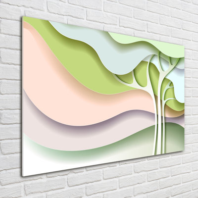 Glass Print Wall Art 100X70cm Image Printed On Glass Decorative Wall Picture Behind Toughened / Tempered Safety Real Glass For Kitchen & Living Room Theme:Tree Abstraction