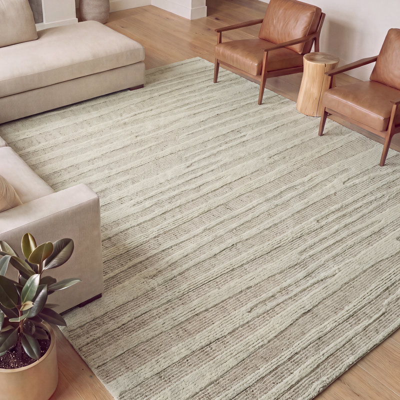 Hand Loomed Wool Striped Area Rug, 7'9" x 9'9"