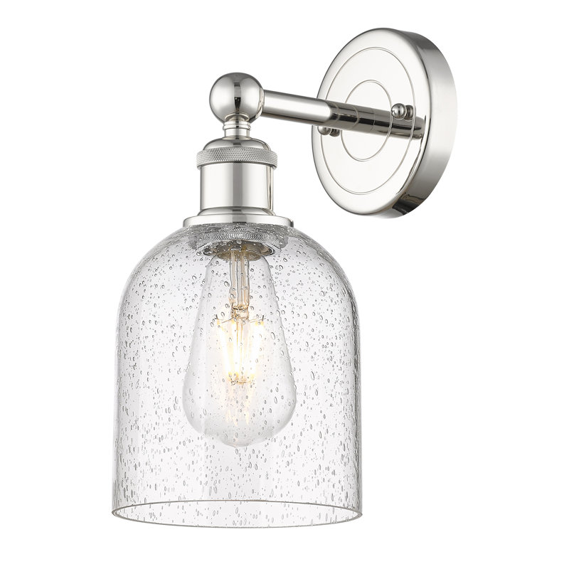 Applique murale 1 lumière 6 "Edison Allysson, Nickel poli, Bullé