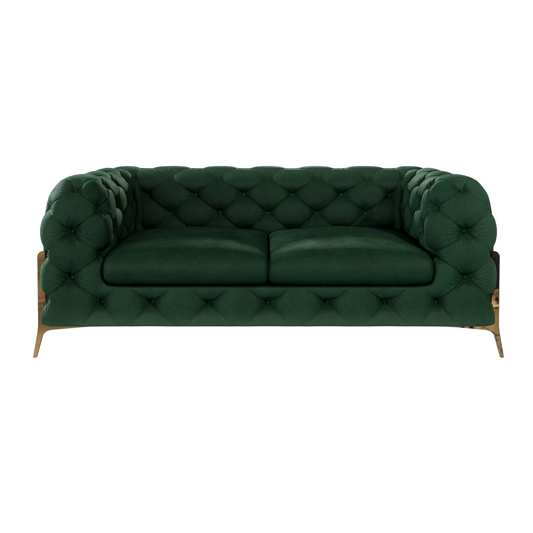 Chesterfield Sofa 2-Sitzer Atoka mit Goldene Metall Füßen