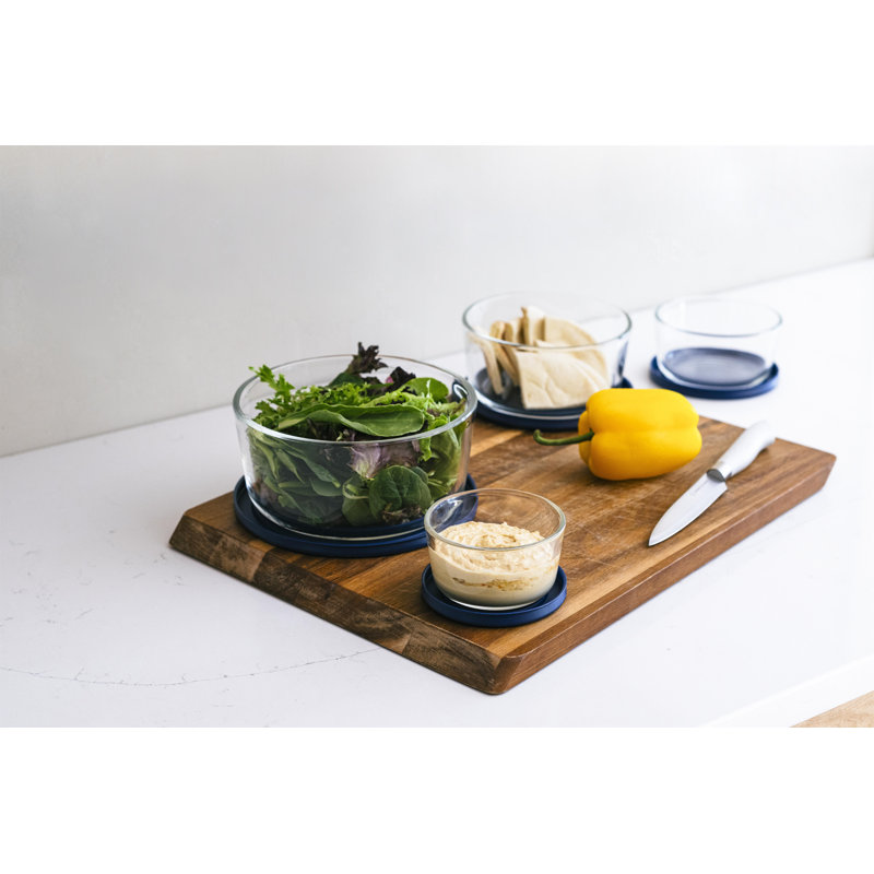 Ensemble de 8 contenants pour nourriture en verre, Bleu