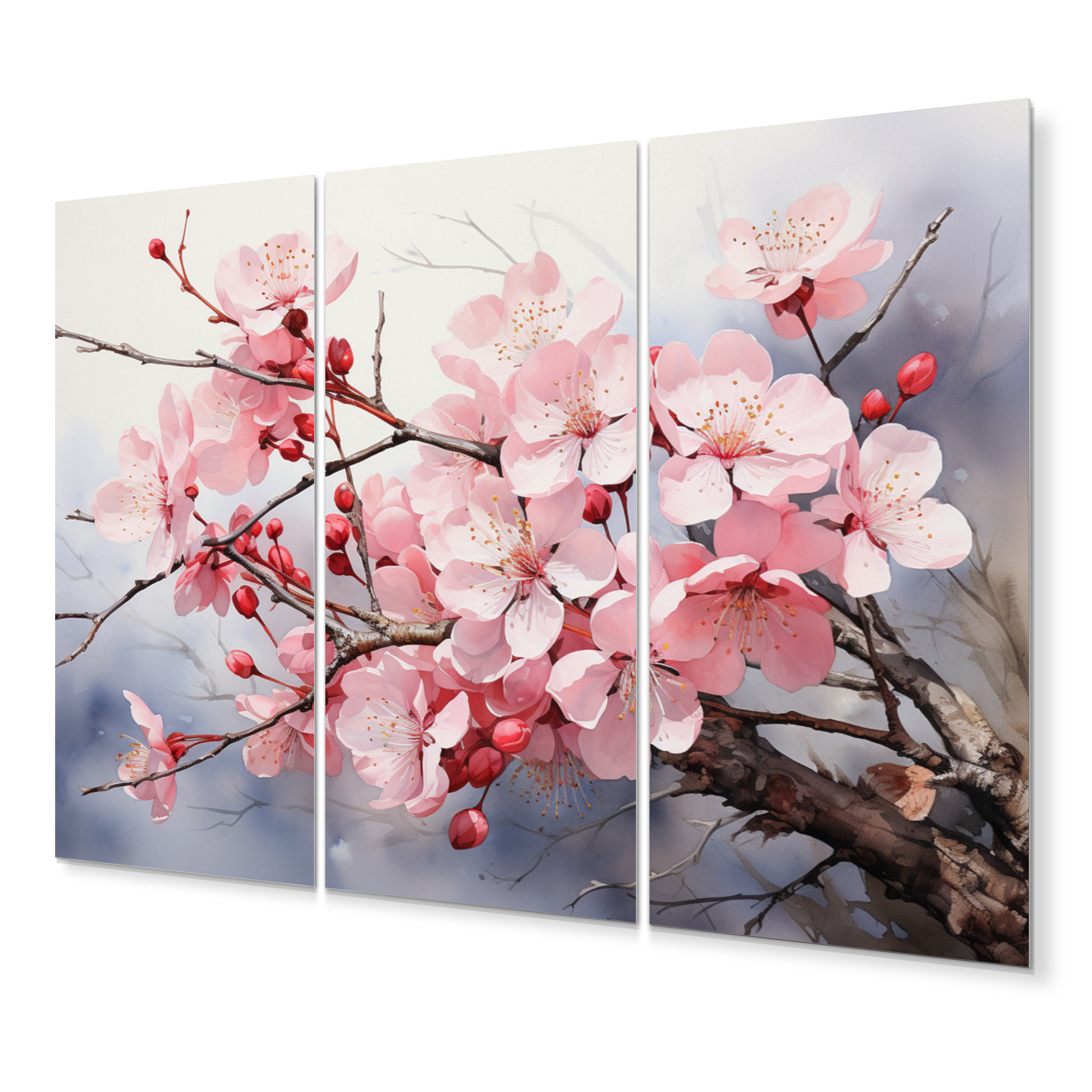 Design Art 3 China Art Cherry Blossom Wall Decor Set Metal | Wayfair