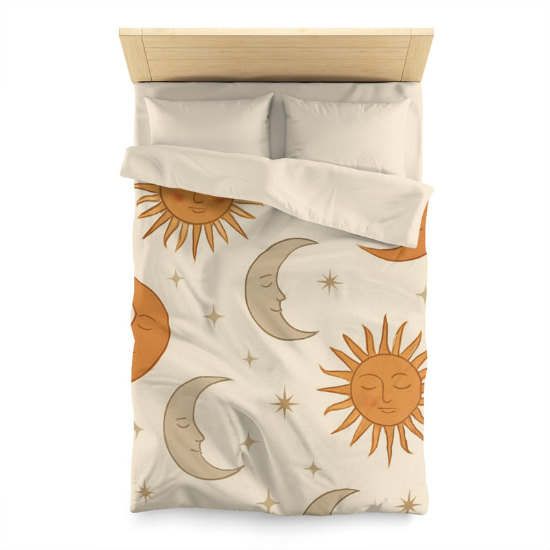 Microfiber Duvet Cover Boho Style, Design 51, Twin Duvet Cover, Cream
