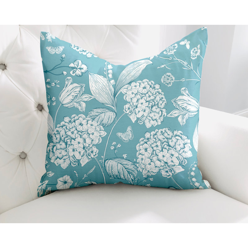 Lya Square Cotton Pillow Cover & Insert, 15H" x 15W", Turquoise