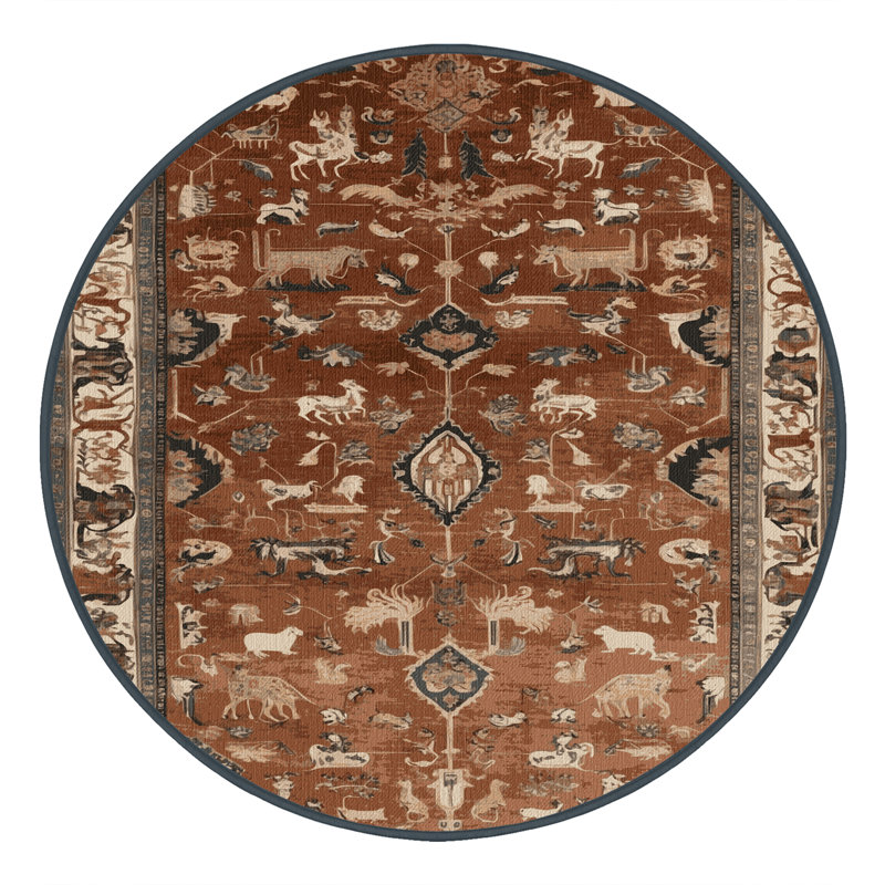 Tapis brun lavable à la machine, Rond 7 pi