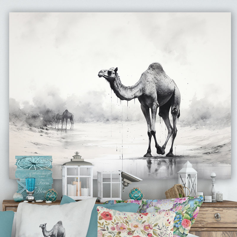 Minimalisme monochrome chameau II sur toile, H 24 po x l 32 po x P 1 po, Toile tendue