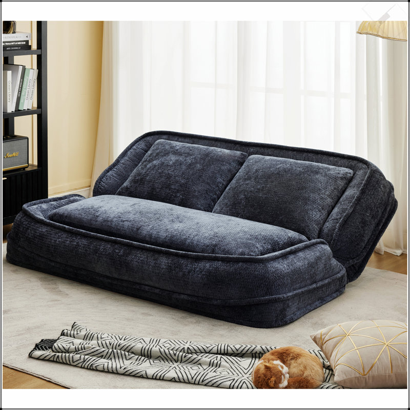 Lit double pour chien humain, causeuse paresseuse pour canapé, convient à vous et à vos animaux de compagnie, très grand canapé au sol, 5 positions réglables, coussin en chenille moelleux, gris foncé
