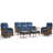 7 - Person Outdoor Wicker Furniture Conversation Patio Set With Plush 6" Cushions, All-Weather Comfort-1832225046-1832225047