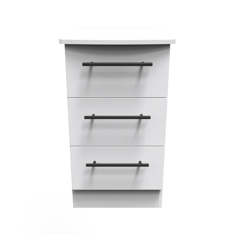 Fully Assembled Lordahl 3 DrawerÂ Bedside Table, White