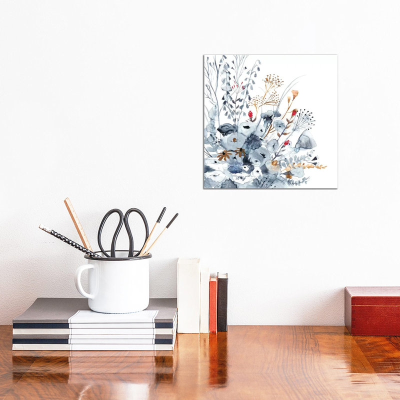Indigo & Ochre II by Victoria Borges - Wrapped Canvas Painting, 30.48 cm H x 30.48 cm W