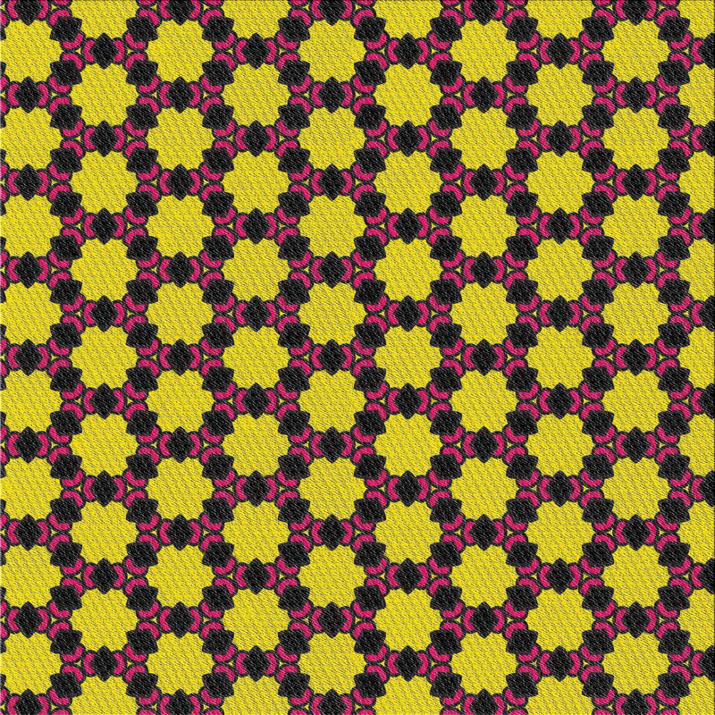 Tapis jaune / rose / noir Power Loom, Carré 8 pi