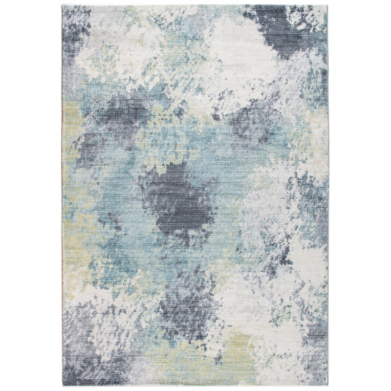 Tapis bleu et jaune, Rectangle 8 pi x 10 pi
