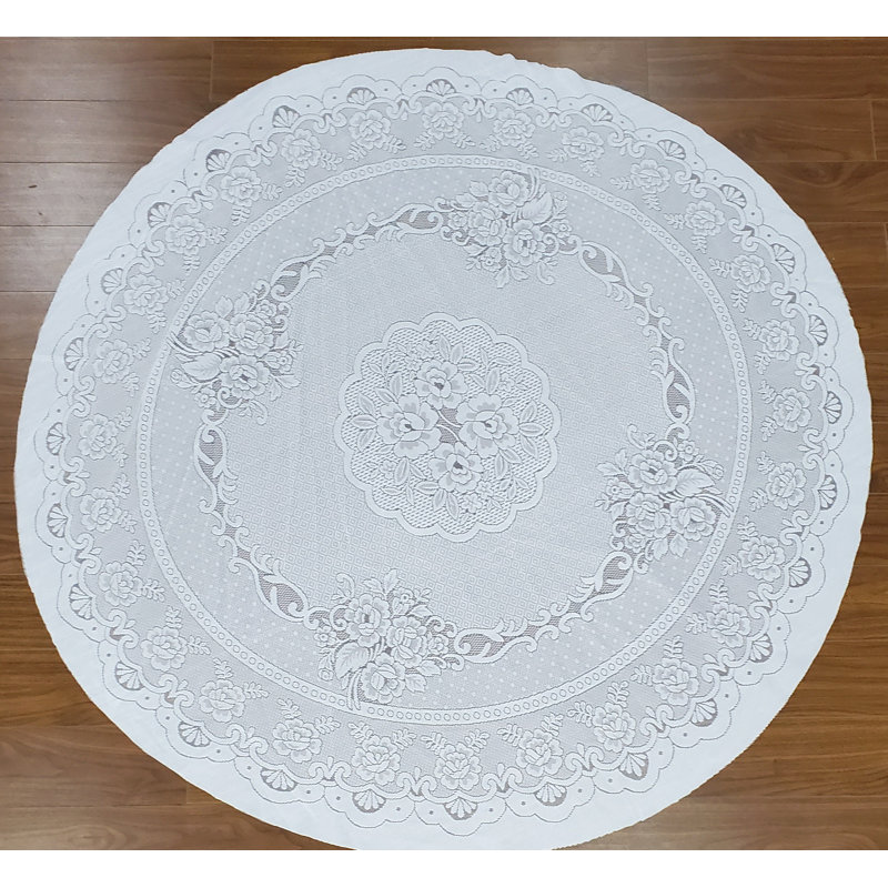 Nappe en dentelle (ronde 60 po) - Blanc