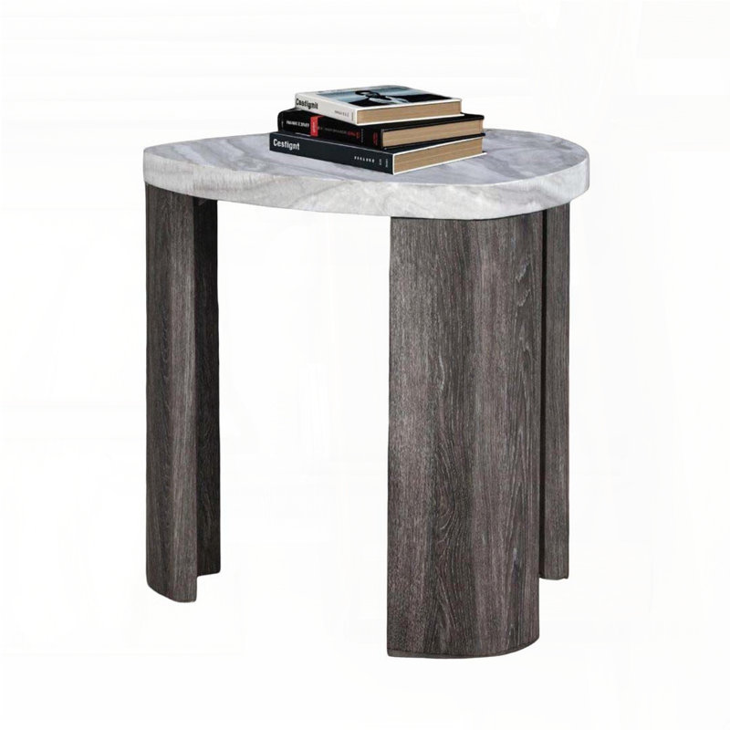 Triangle Space-Saving Nesting End Table with Marble Pattern