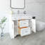 Meuble-lavabo autoportant 36 po Anvay en blanc mat avec plateau en quartz de Carrare blanc-1302708612