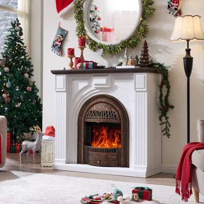 47" Electric Fireplace with Mantel,Bronze Heater,Electric Fireplace TV Stand Entertainment Center
