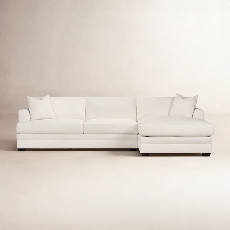 Edan 2-Piece Upholstered Chaise Sectional, Macarena Beige, Right Hand Facing