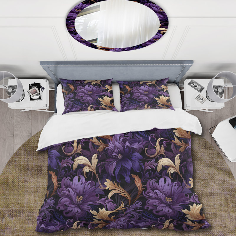 Ensemble de housse de couette Deep Purple Royal Ragdolls II, Housse de couette pour grand lit et 2 taies décor