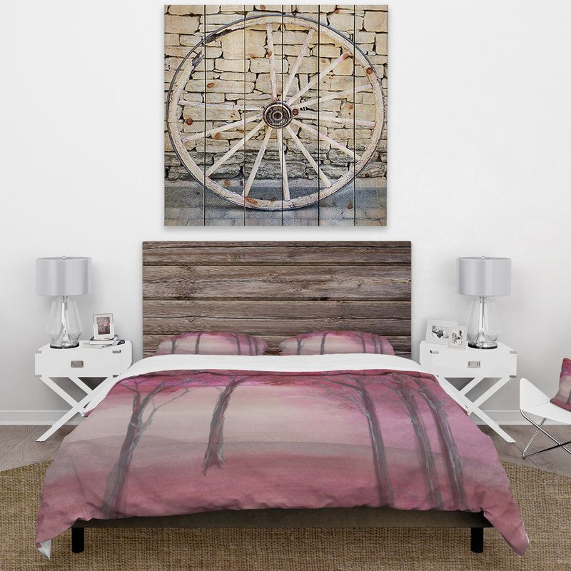 Ensemble de housse de couette Pink Forest - Traditional Landscape - Microfibre de polyester
