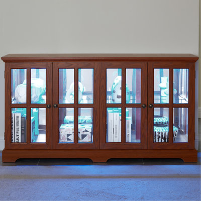 LED Curio Display Cabinet Antique Display Cabinet with Glass Doors Adjustable Shelves