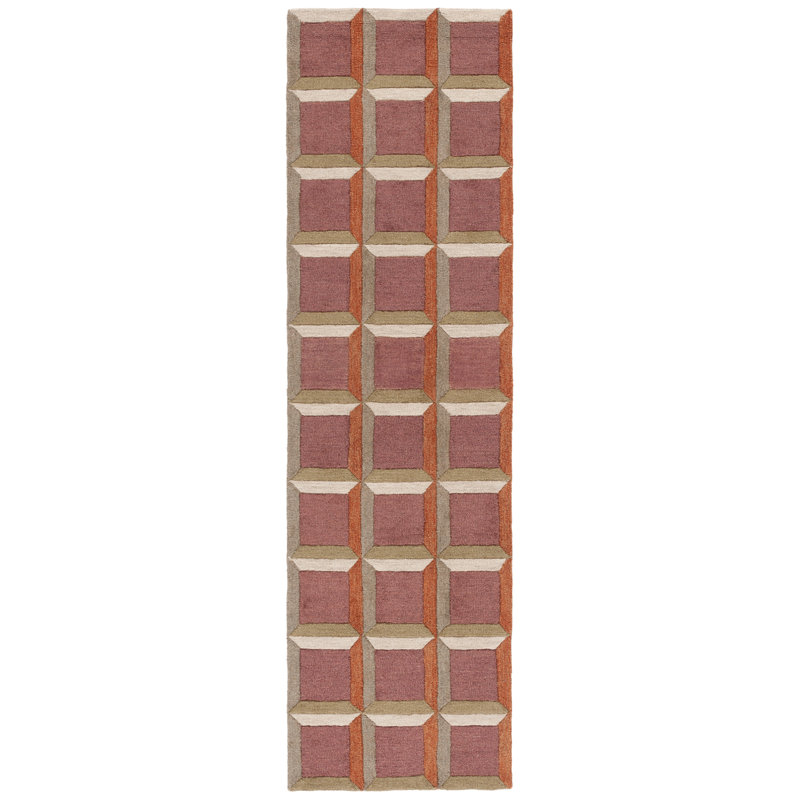 Tapis géométrique touffeté à la main Nickelsen, Tapis de couloir 2 pi 3 po x 13 pi