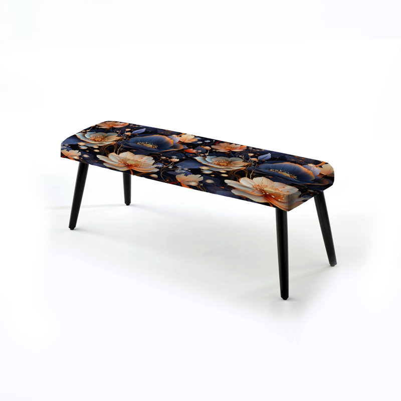 Greig - Banc rembourré floral noir