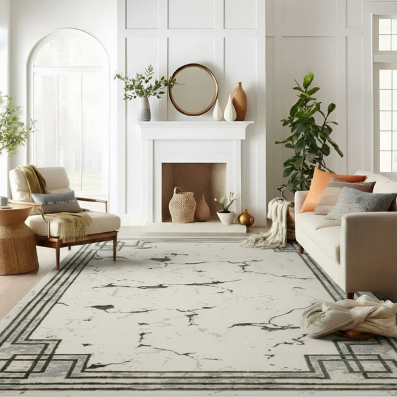 Monaco Series Abrstract Black/Gray/Ivory/Beige Area Rug, Rectangle 5'3'' x 7'3''
