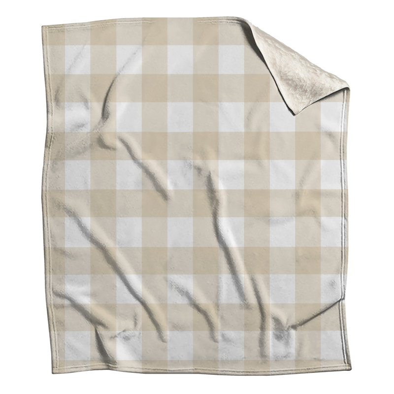 Couvertures beige à motif vichy blanc, 60in W x 80in H