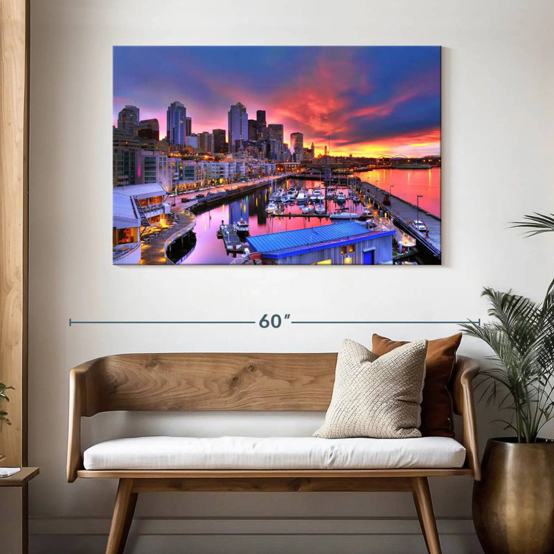 Seattle Marina At Dawn, 32" H x 48" W