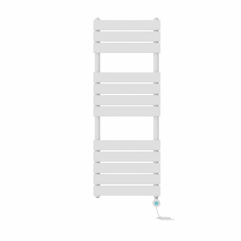 Flat Panel Towel Rail Heated Towel Rails, 120cm H x 45cm W x 6.2cm D, White